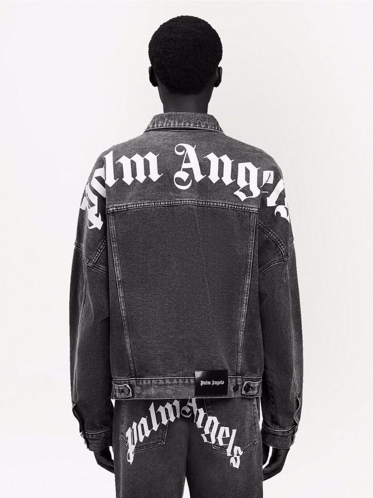 Black Logo Print Denim Jacket