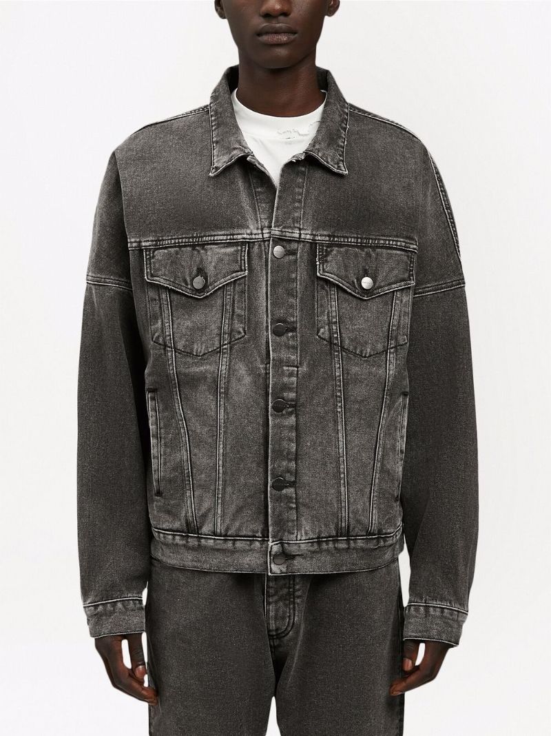 Black Logo Print Denim Jacket