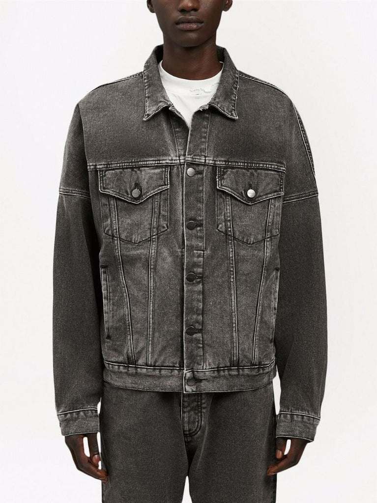 Black Logo Print Denim Jacket
