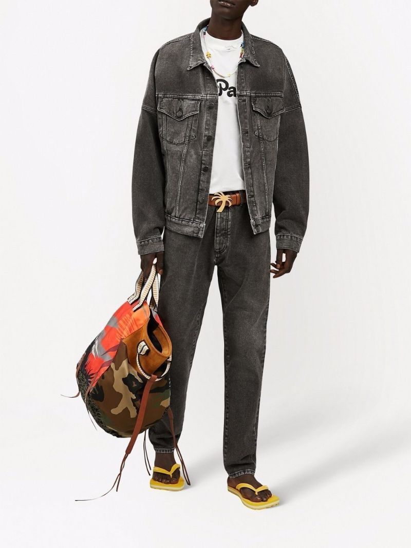 Black Logo Print Denim Jacket