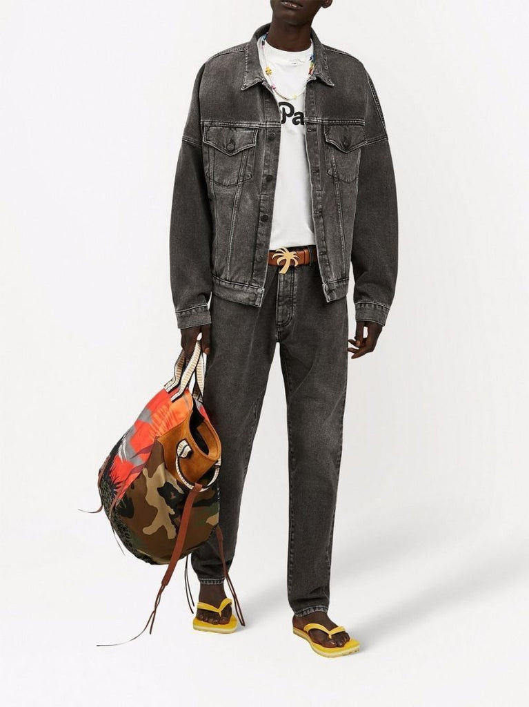 Black Logo Print Denim Jacket