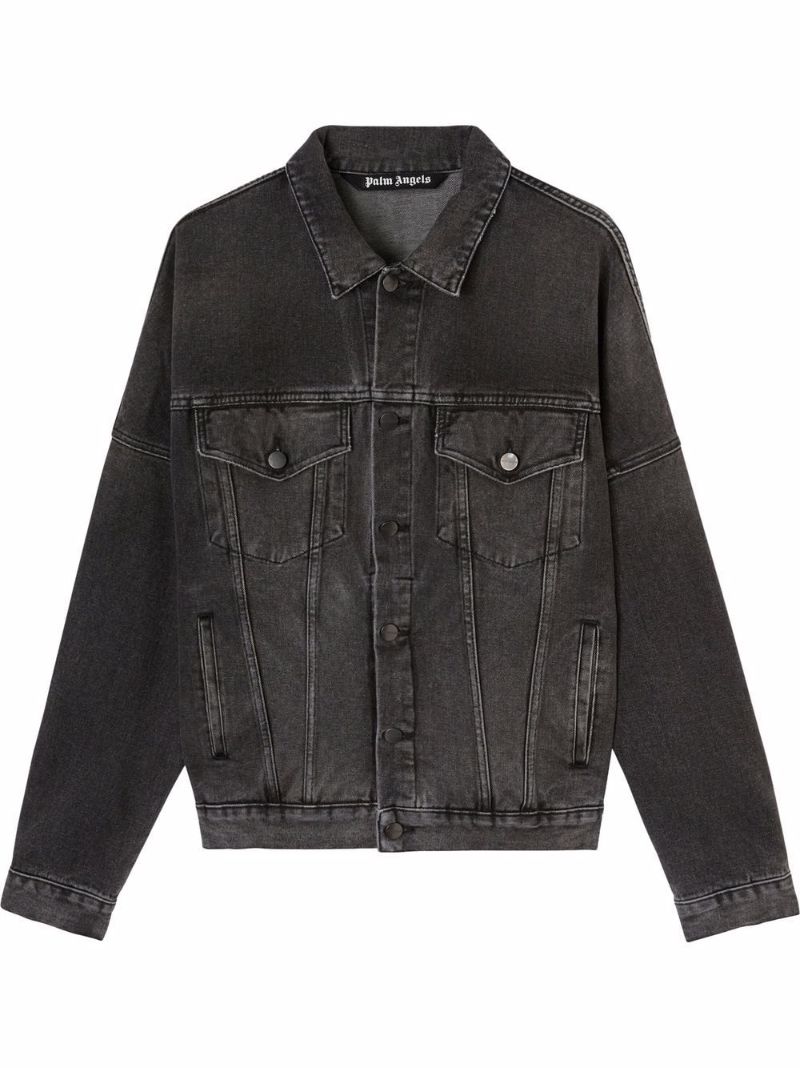 Black Logo Print Denim Jacket