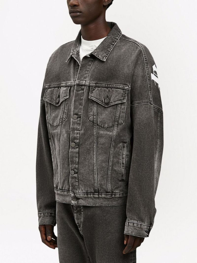 Black Logo Print Denim Jacket