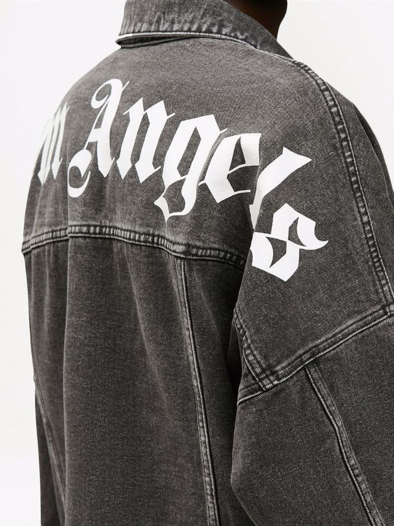 Black Logo Print Denim Jacket