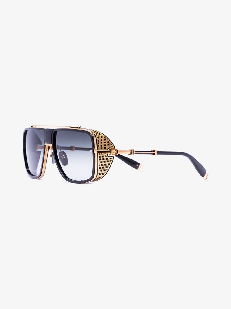 Black and Gold Tone Aviator Sunglasses