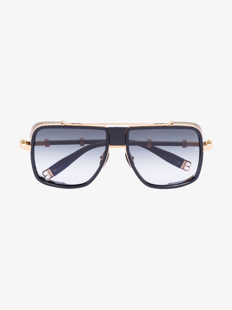 Black and Gold Tone Aviator Sunglasses