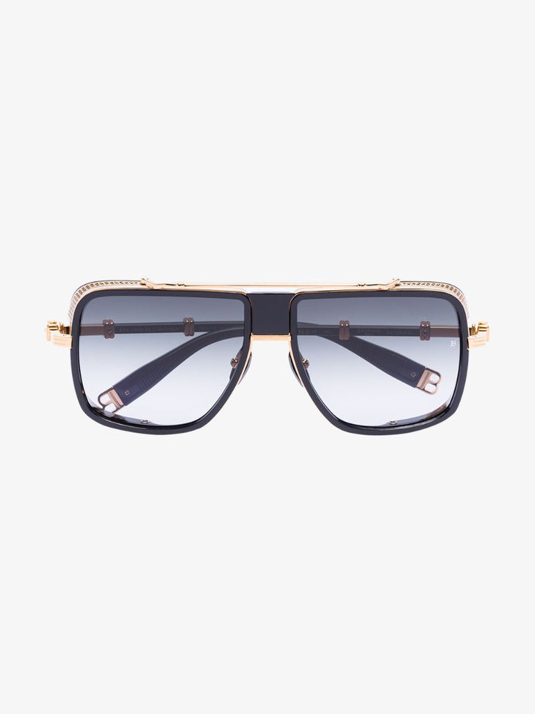 Black and Gold Tone Aviator Sunglasses