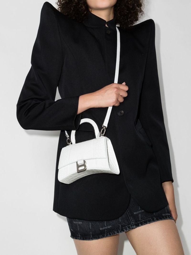 Hourglass Crocodile-effect Shoulder Bag