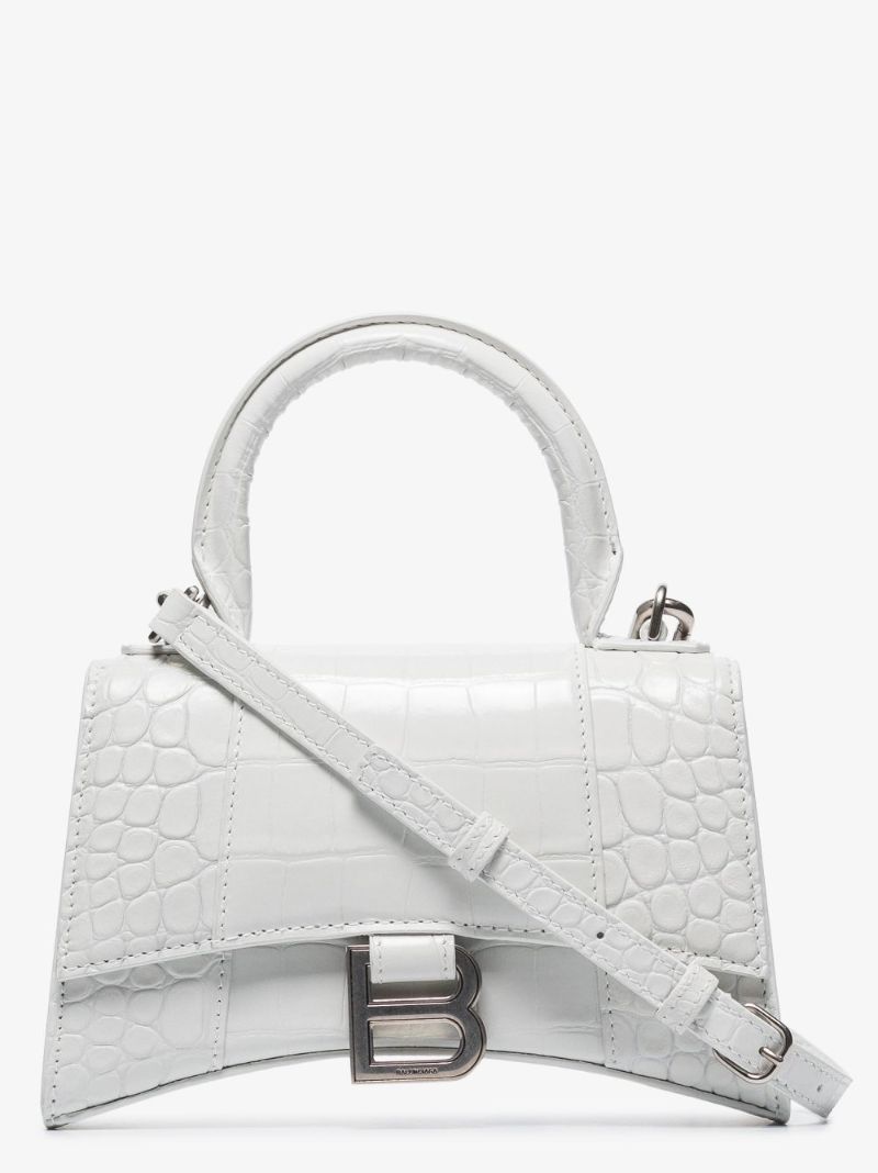 Hourglass Crocodile-effect Shoulder Bag