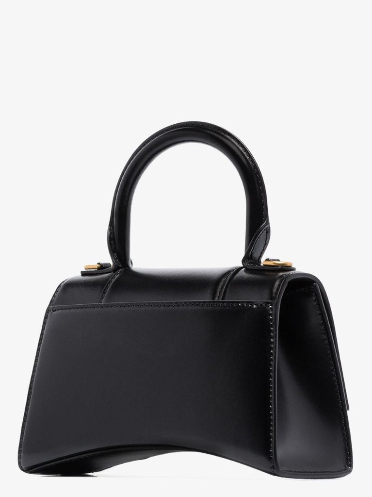 Black Hourglass Xs Leather Top Handle Bag