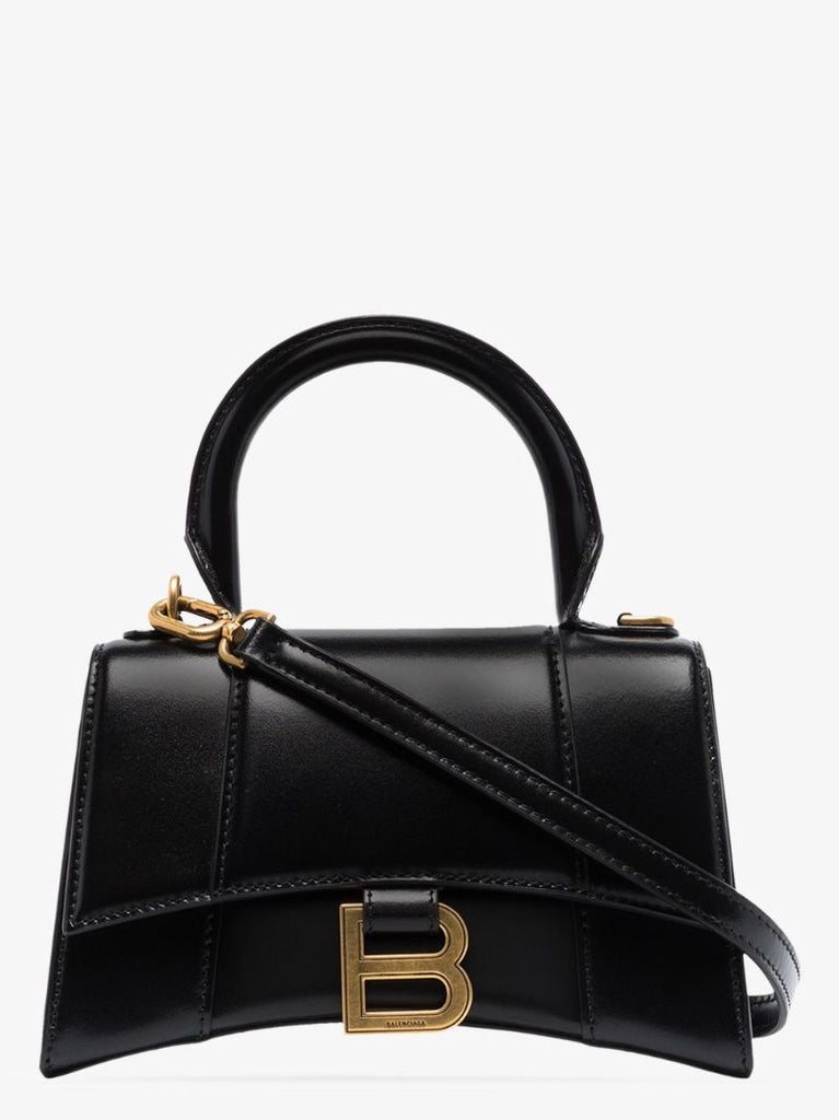 Black Hourglass Xs Leather Top Handle Bag