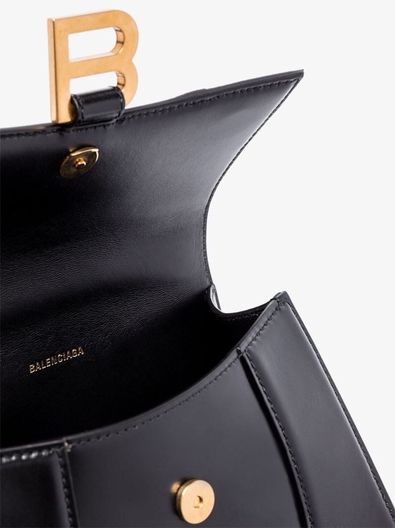 Black Hourglass Xs Leather Top Handle Bag