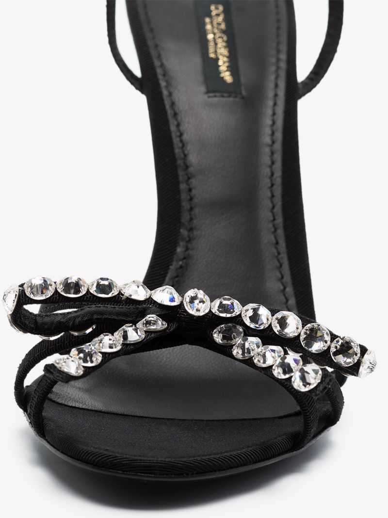 Black 105 Crystal Bow Sandals