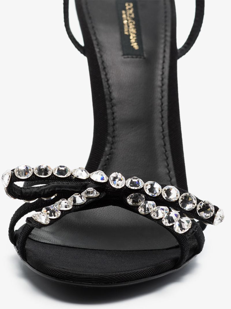 Black 105 Crystal Bow Sandals