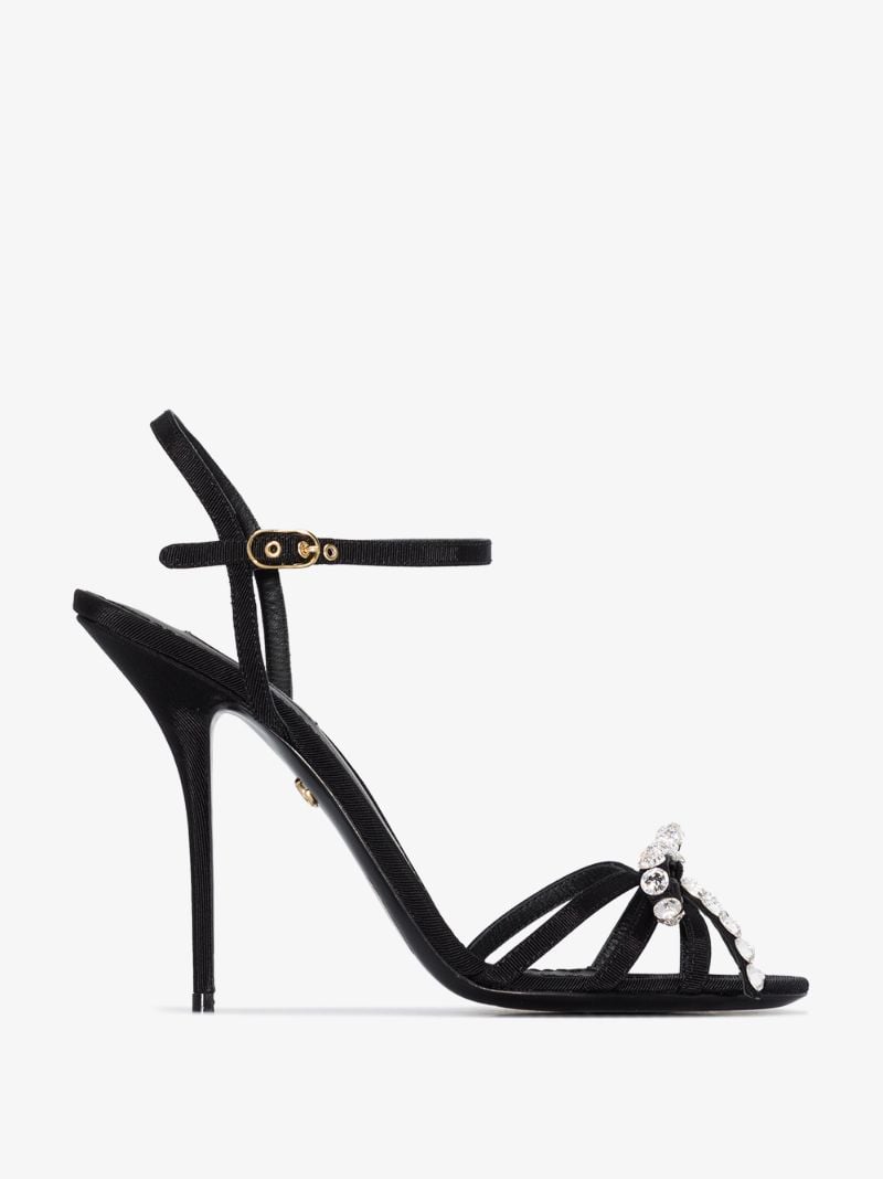 Black 105 Crystal Bow Sandals