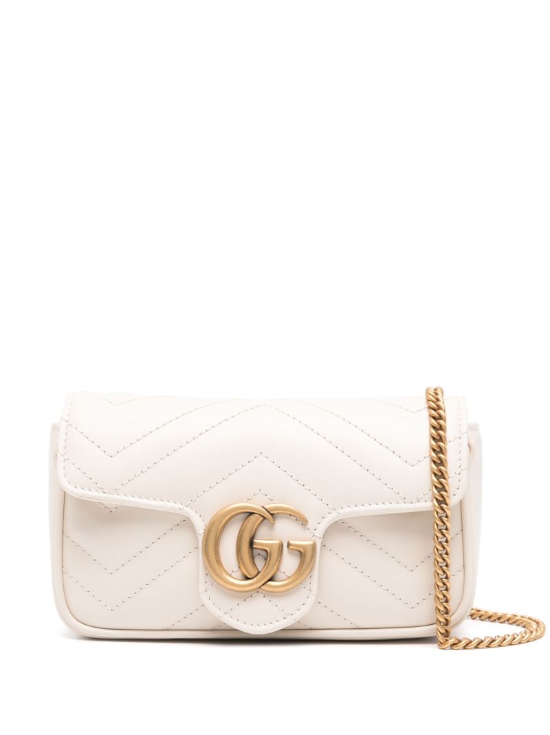 White Gg Marmont Leather Mini Bag