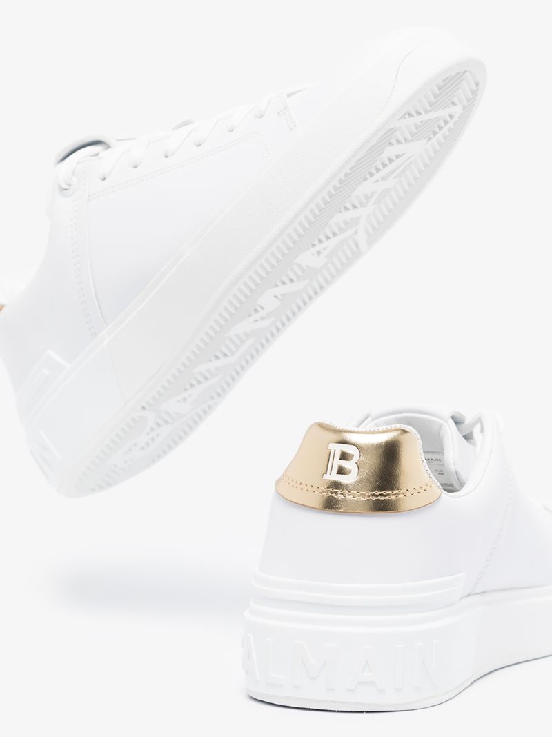 White B-court Low Top Leather Sneakers