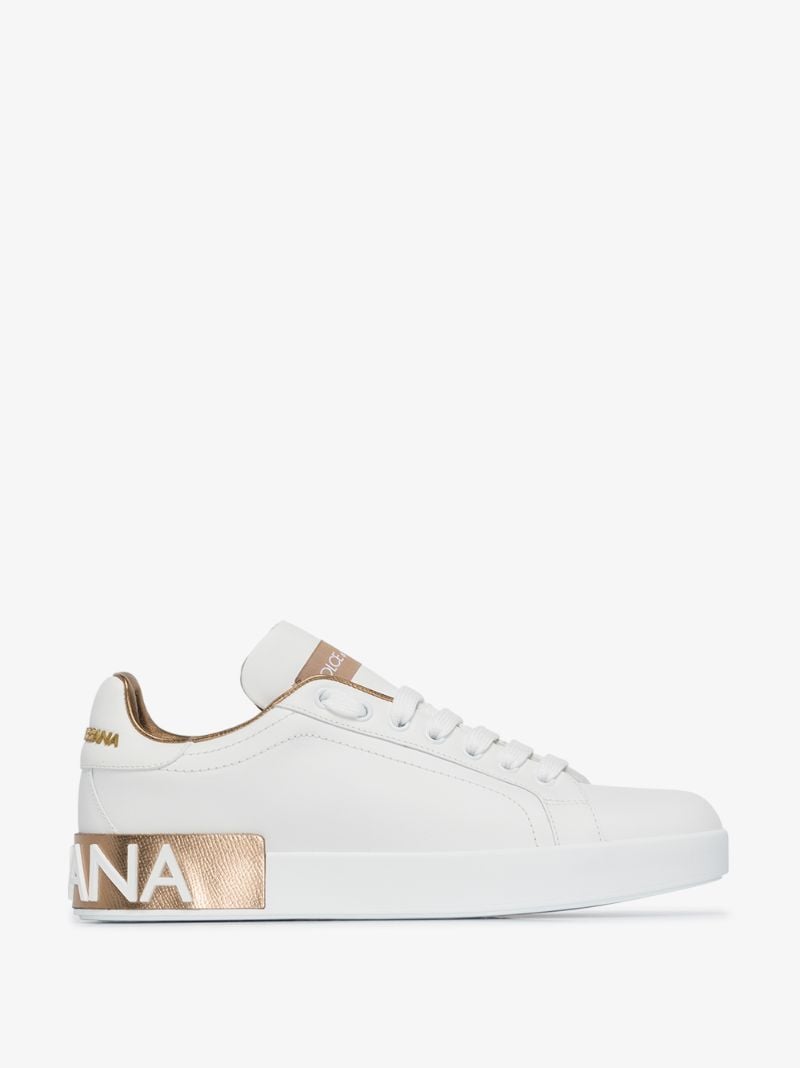 White Portofino Leather Logo Sneakers