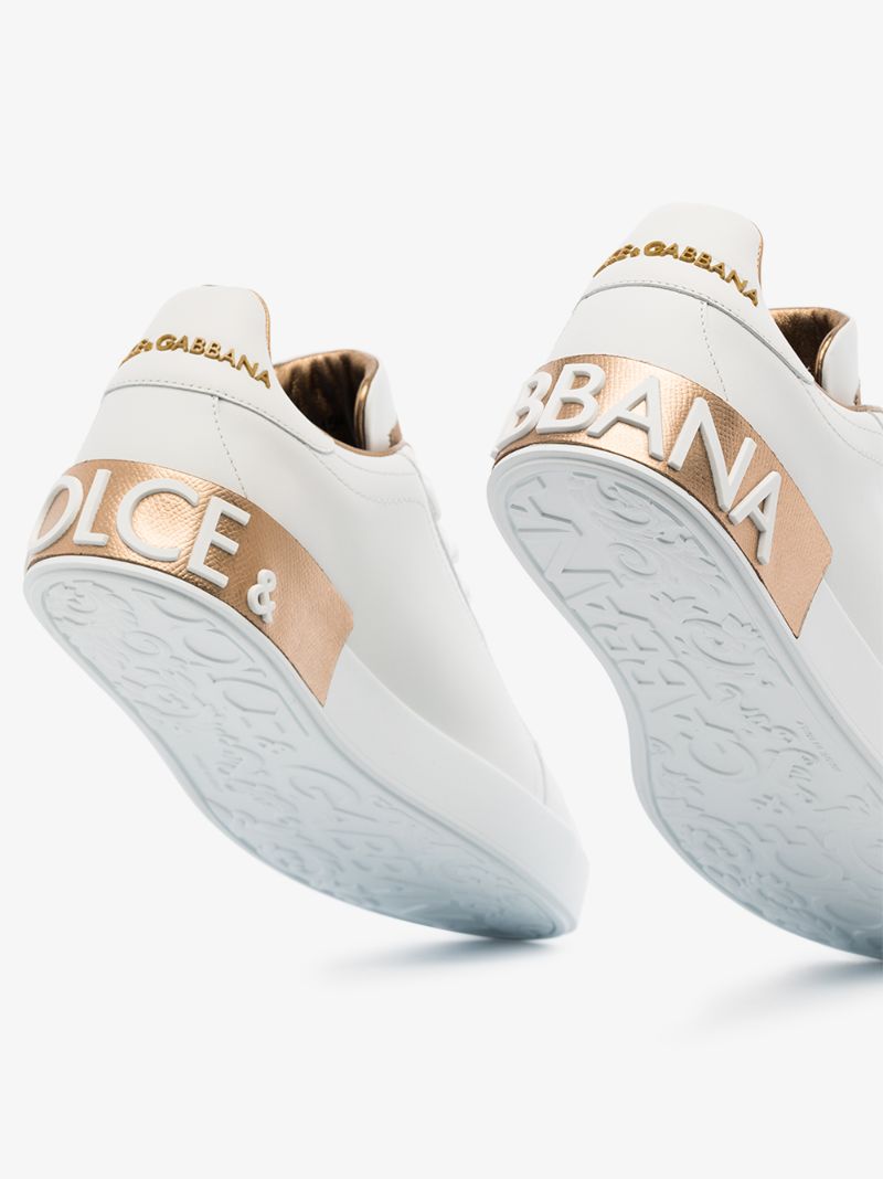 White Portofino Leather Logo Sneakers