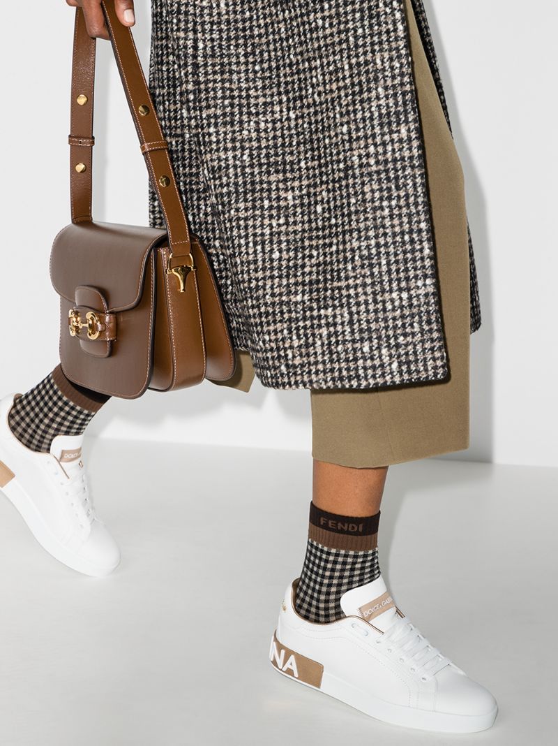 White Portofino Leather Logo Sneakers