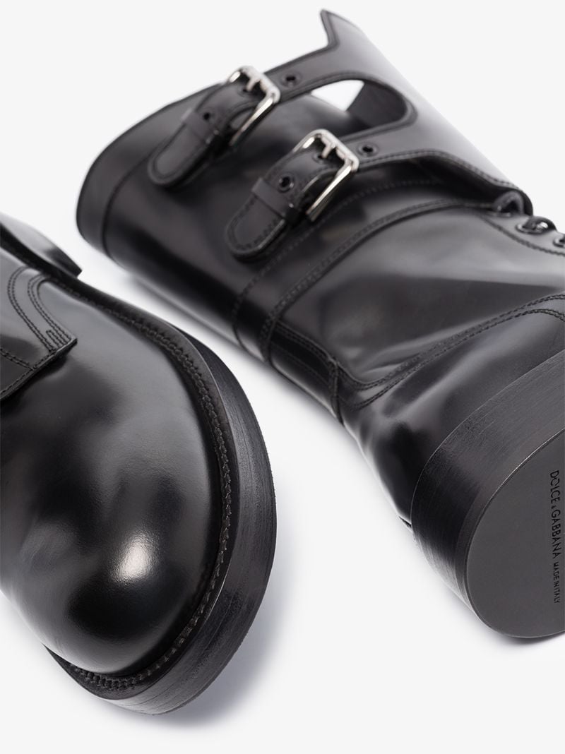 Black Leather Combat Boots