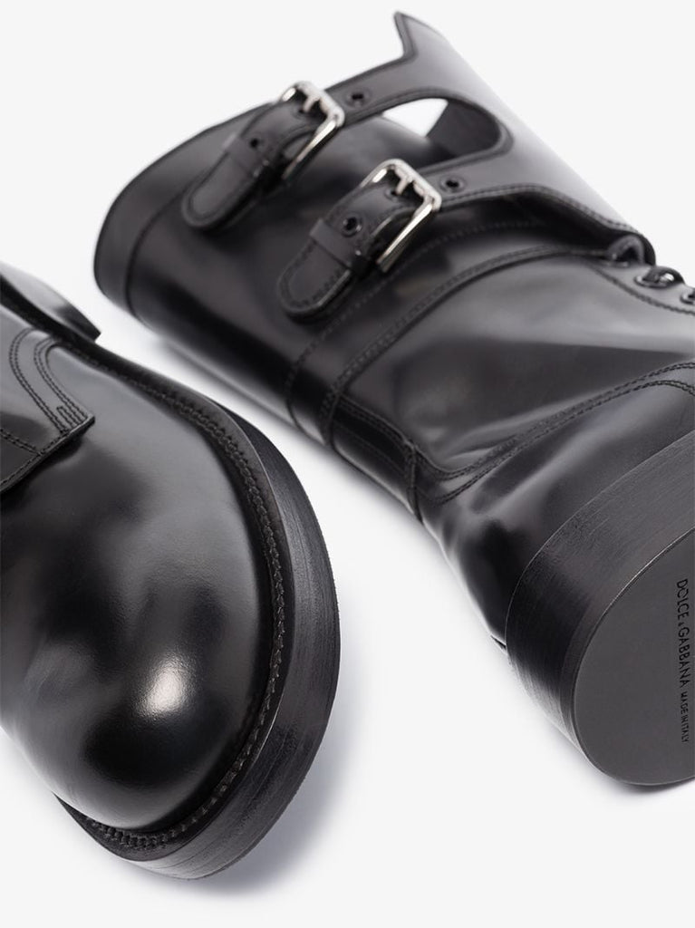 Black Leather Combat Boots