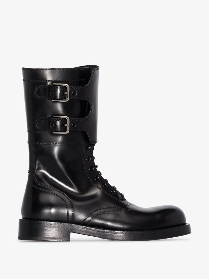 Black Leather Combat Boots