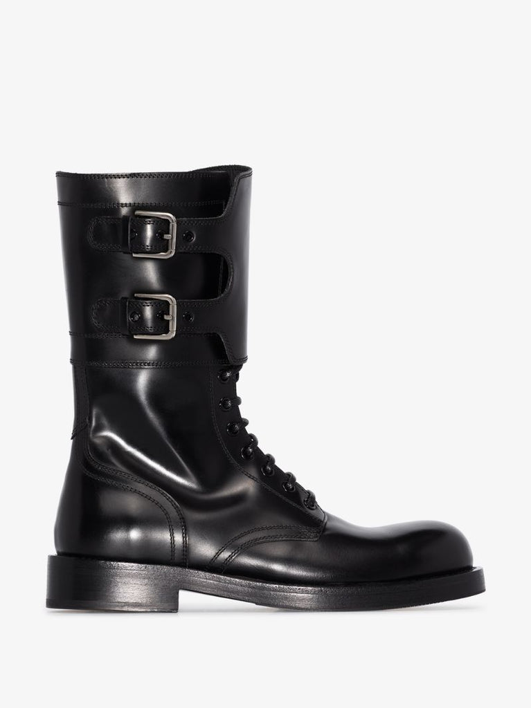 Black Leather Combat Boots