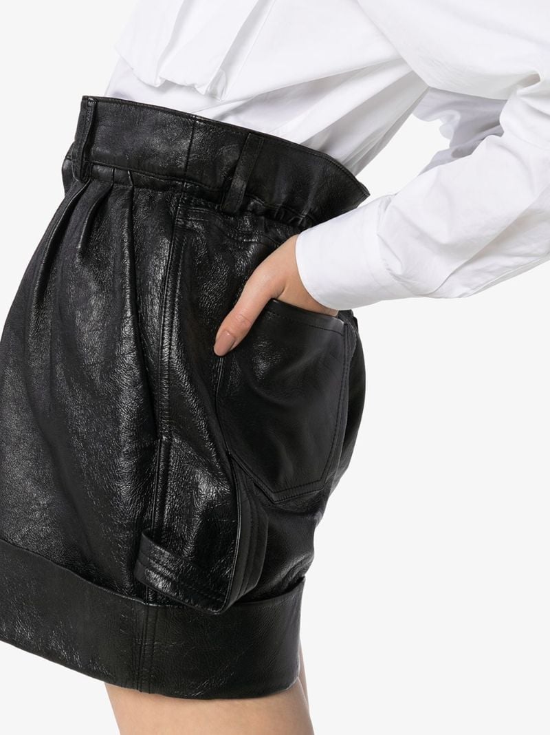 Paper Bag Waist Leather Shorts