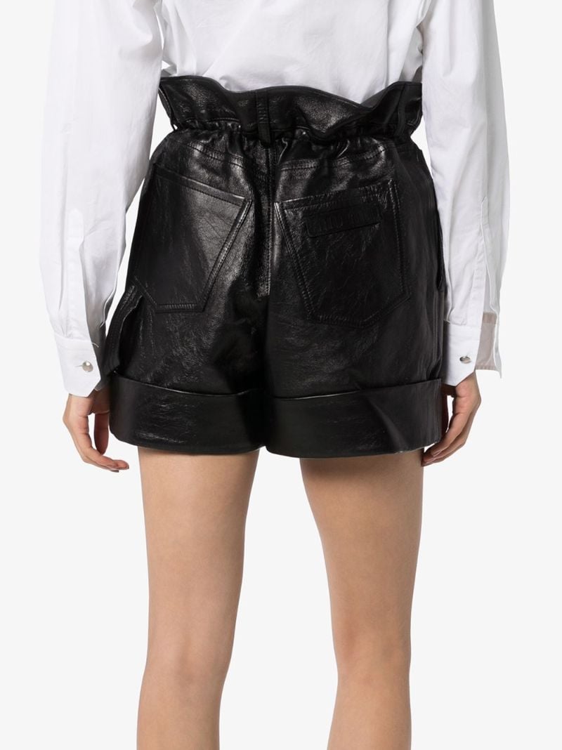 Paper Bag Waist Leather Shorts