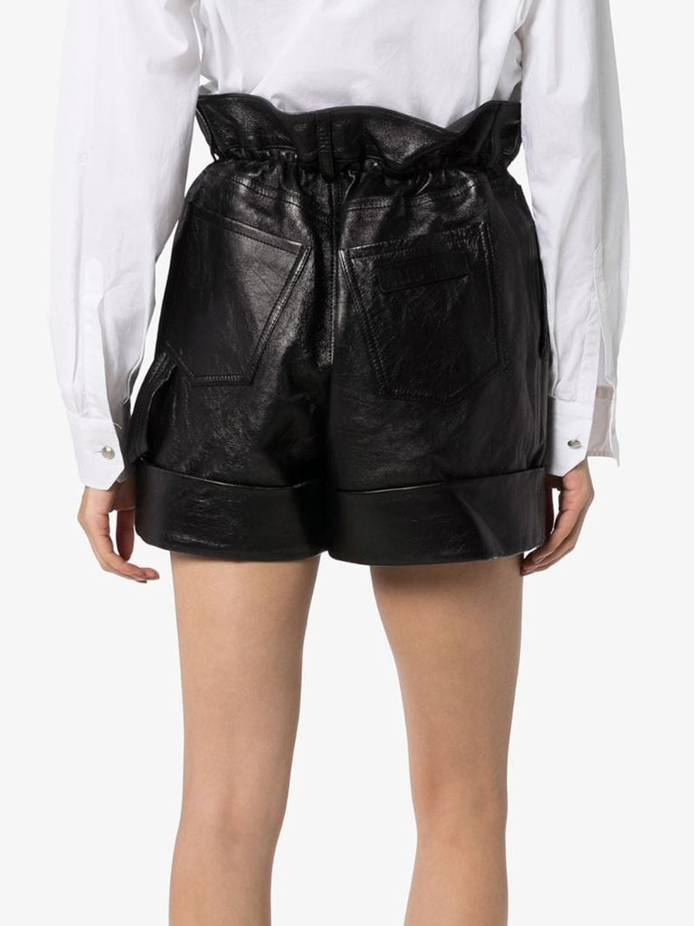 Paper Bag Waist Leather Shorts