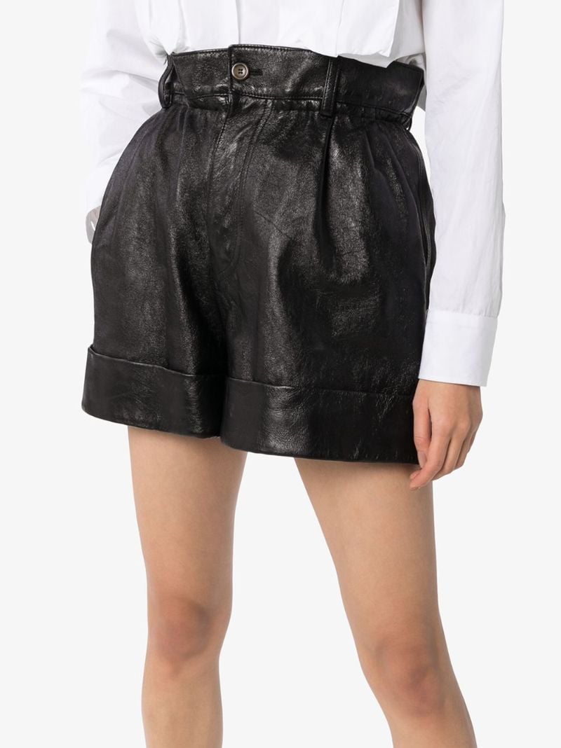 Paper Bag Waist Leather Shorts