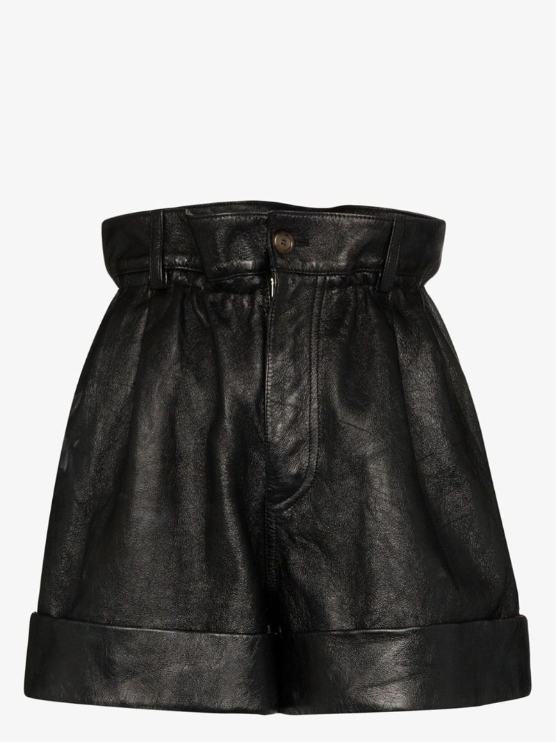 Paper Bag Waist Leather Shorts