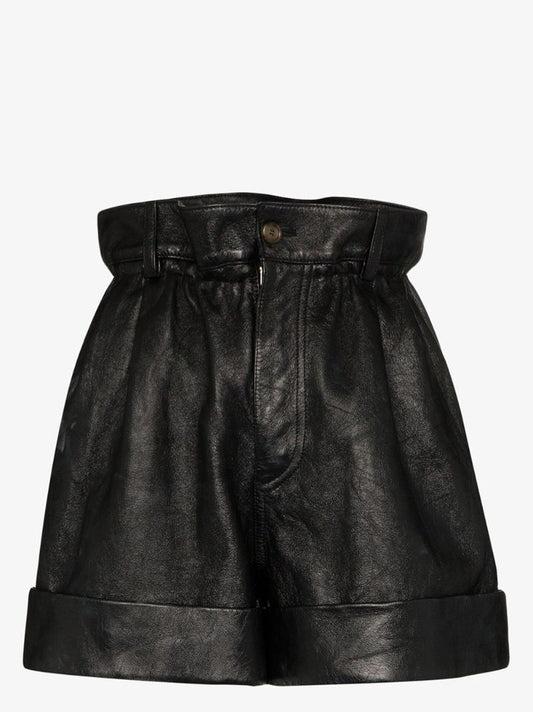 Paper Bag Waist Leather Shorts