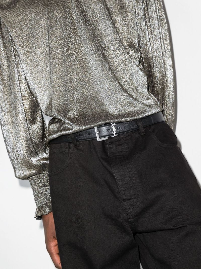 Black Monogram Leather Belt