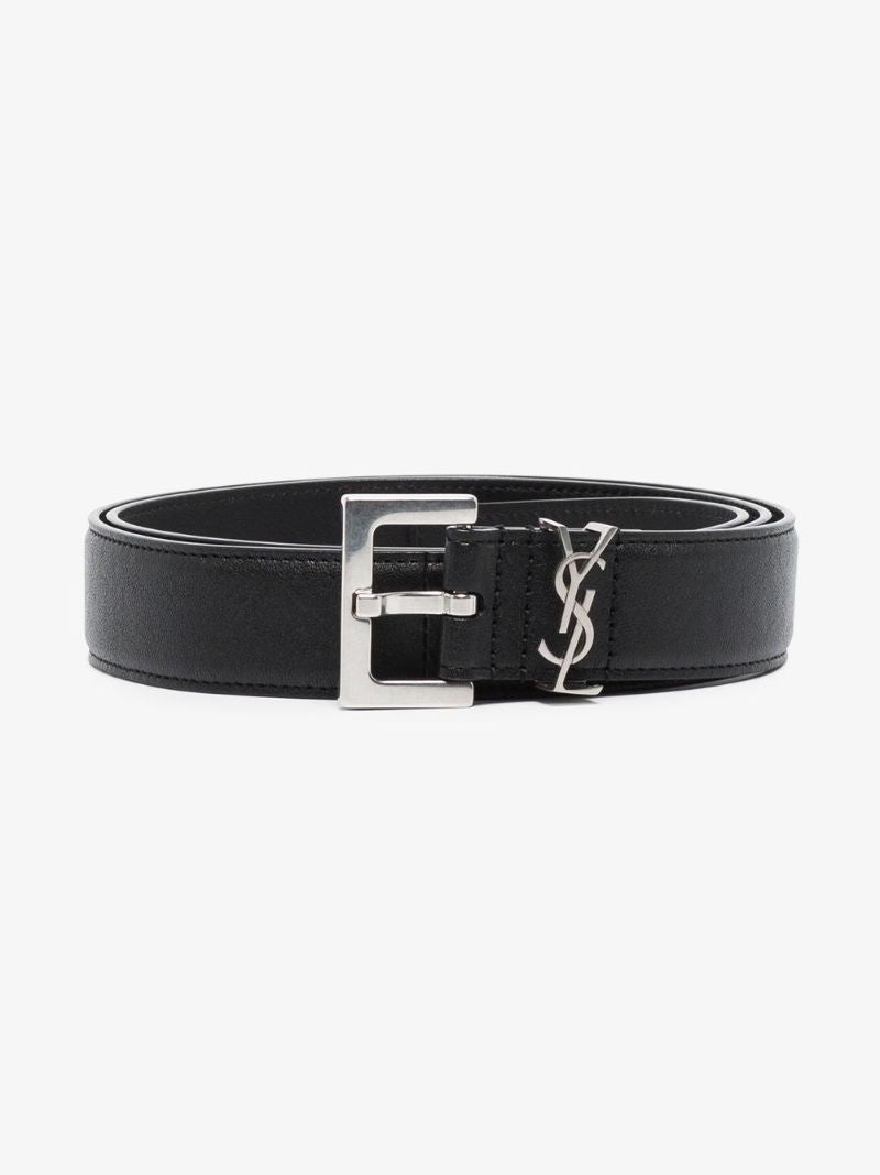 Black Monogram Leather Belt