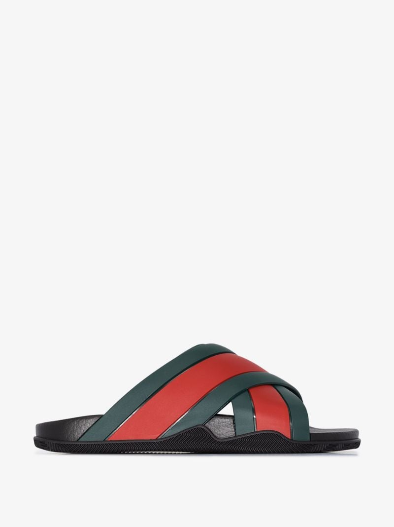 Green and Red Web Stripe Sandals