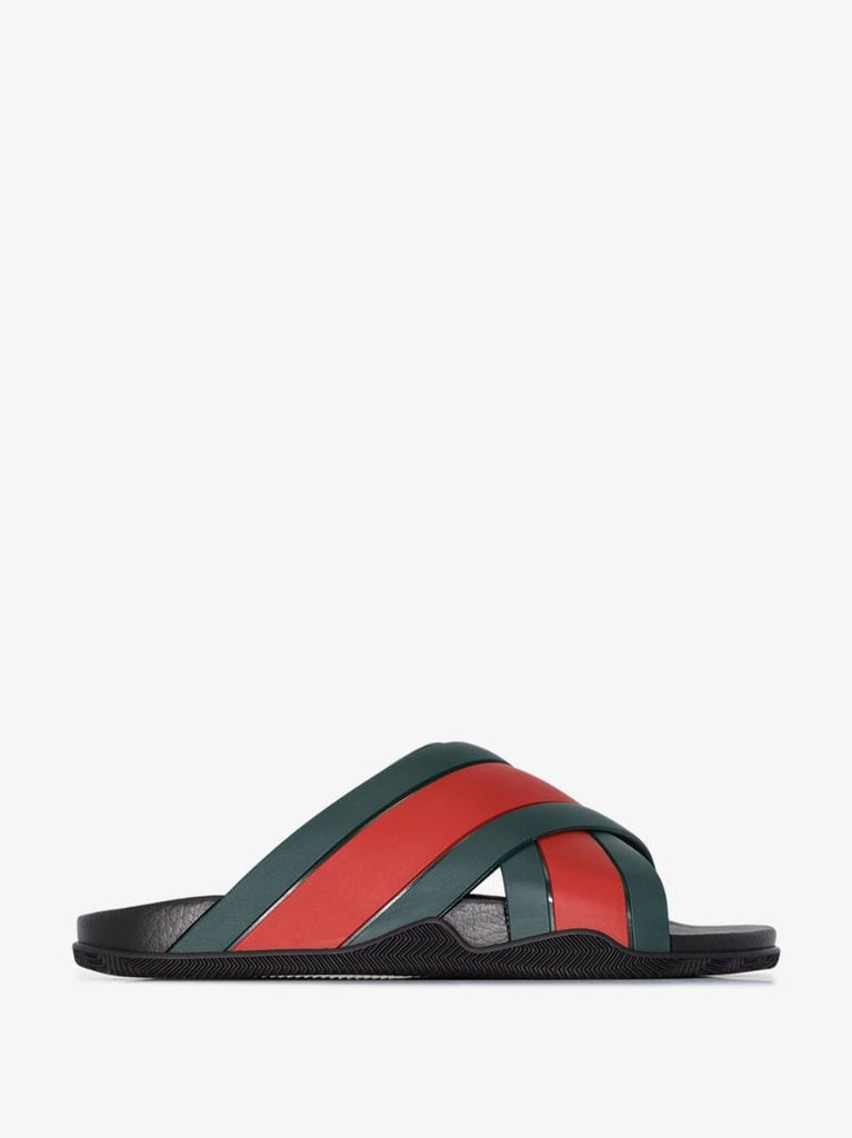 Green and Red Web Stripe Sandals