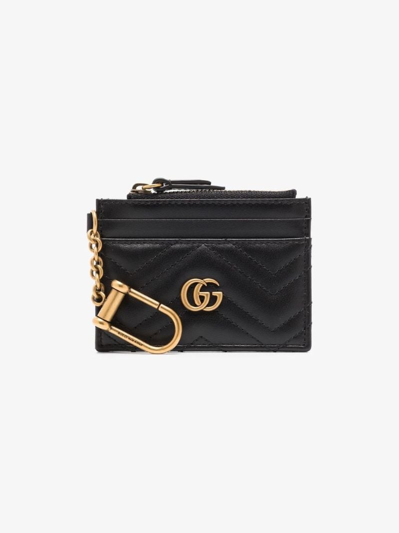 Black Gg Marmont Leather Keychain Wallet