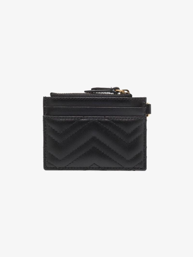 Black Gg Marmont Leather Keychain Wallet