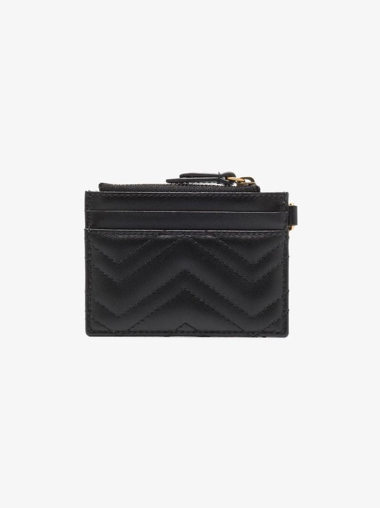 Black Gg Marmont Leather Keychain Wallet