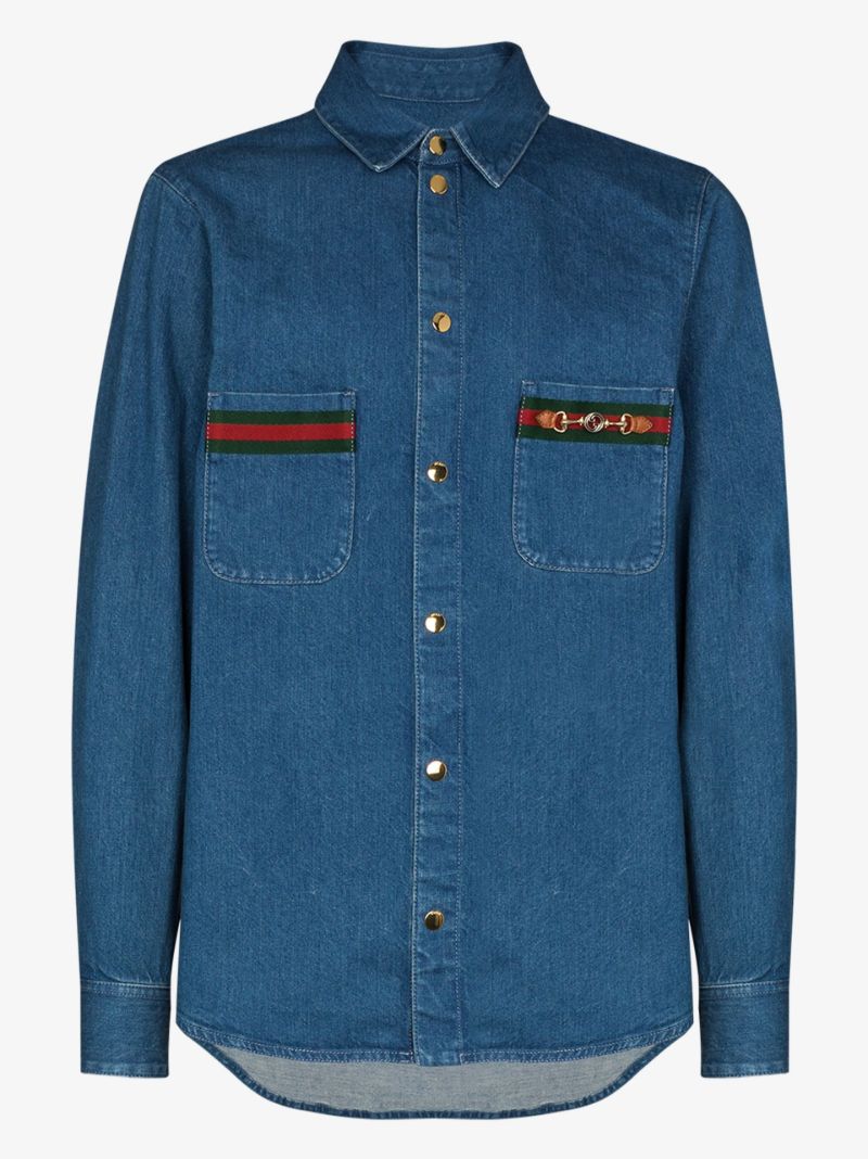 Web Stripe Pocket Denim Shirt