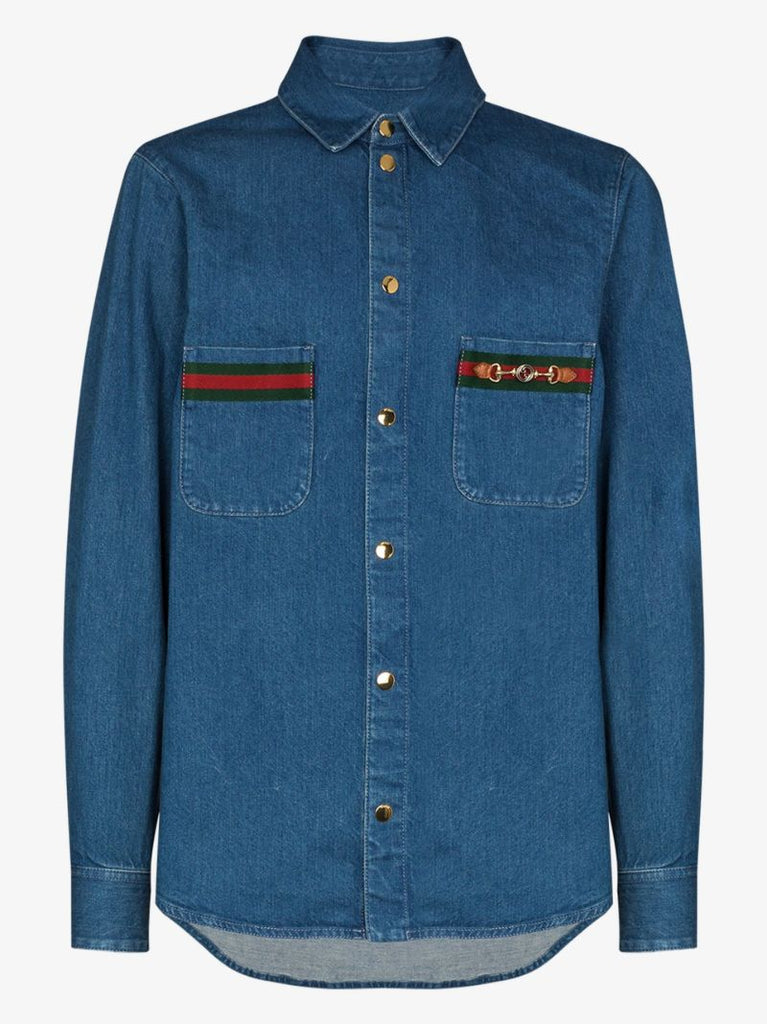 Web Stripe Pocket Denim Shirt