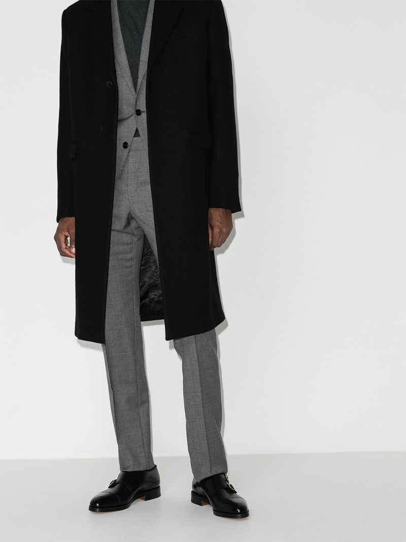 Black William Double Monk Strap Leather Shoes