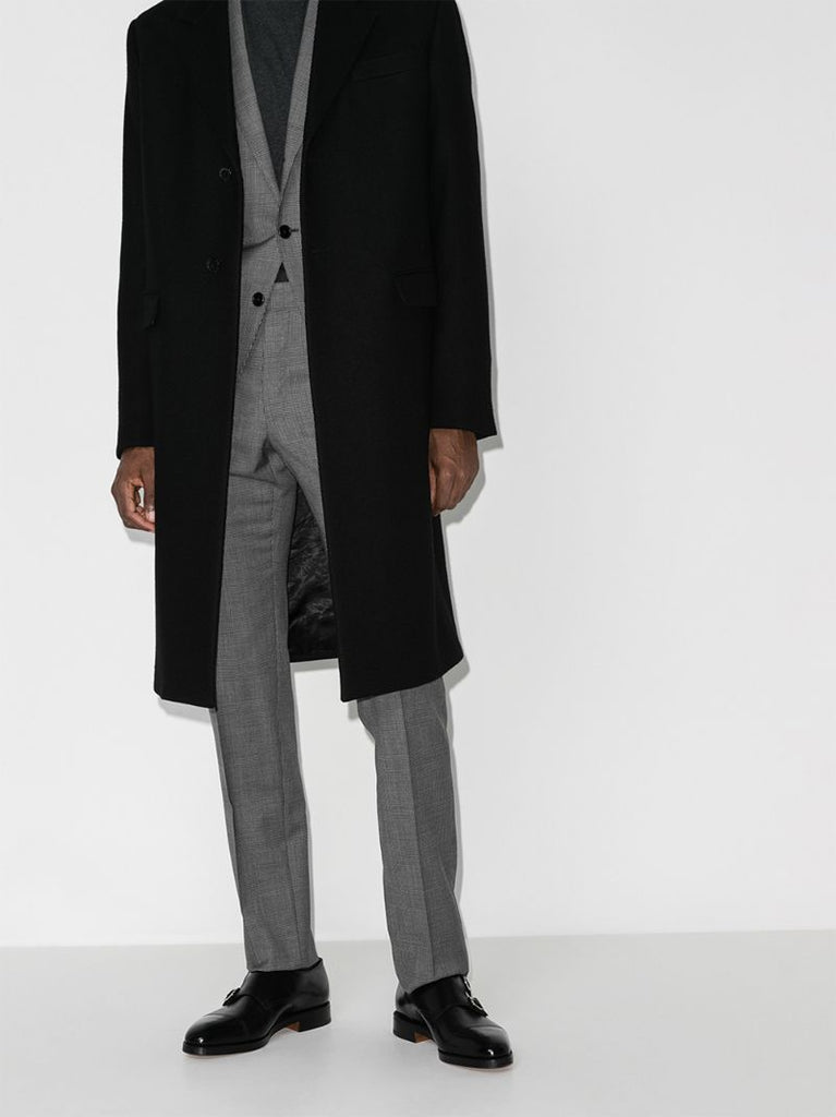 Black William Double Monk Strap Leather Shoes
