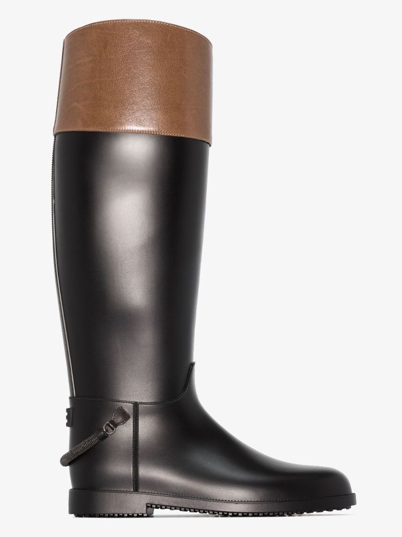 Black Stirrup Strap Rubber Riding Boots