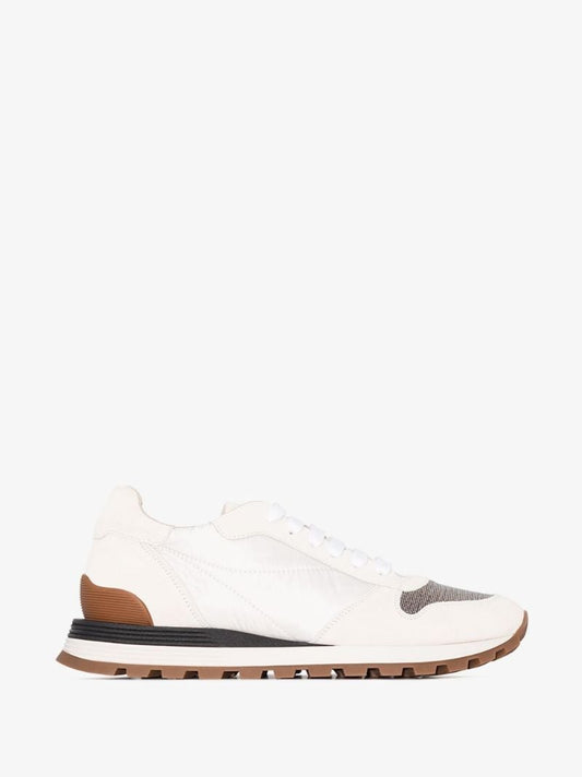 White Embellished Suede Sneakers