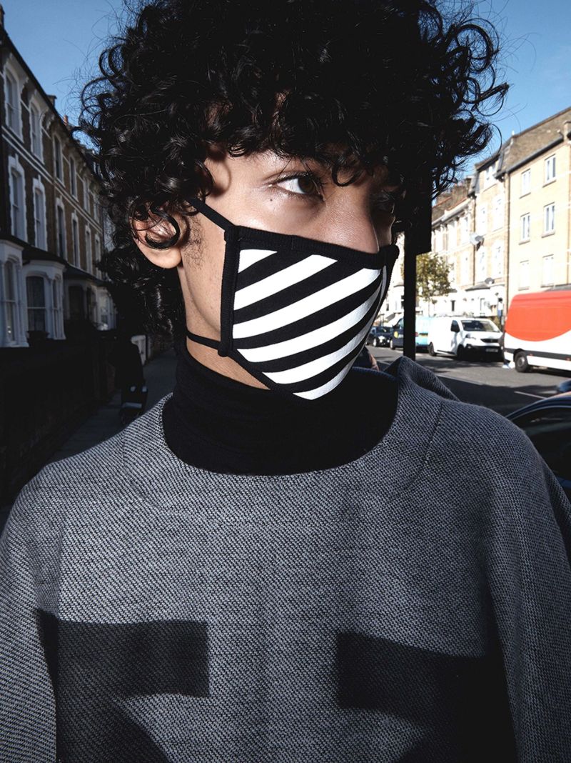 Black Diag Printed Face Mask