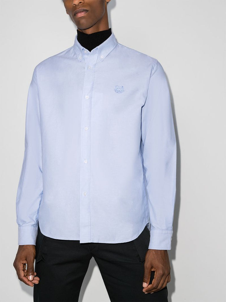 Embroidered Tiger Crest Cotton Shirt