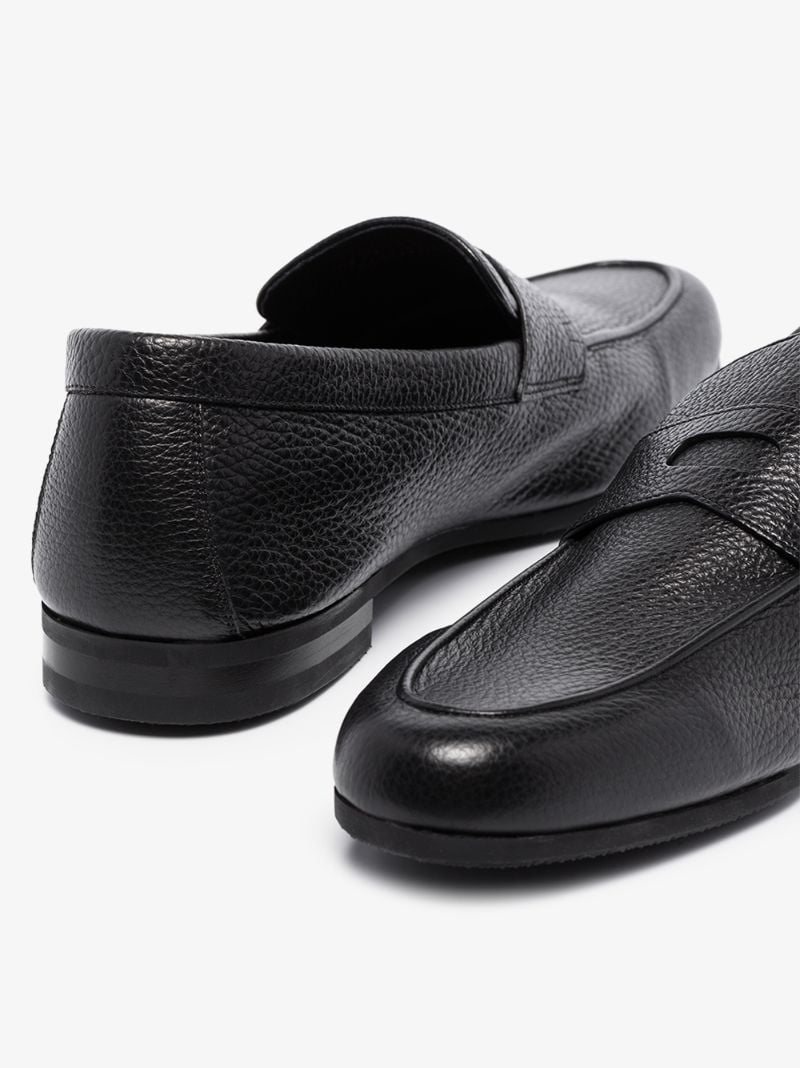 Black Thorne Grained Leather Loafers